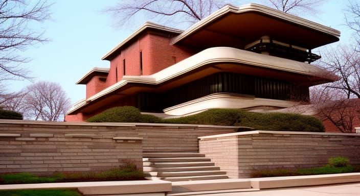 a cutaway schematic of Robie House, Chicago , in the style o...