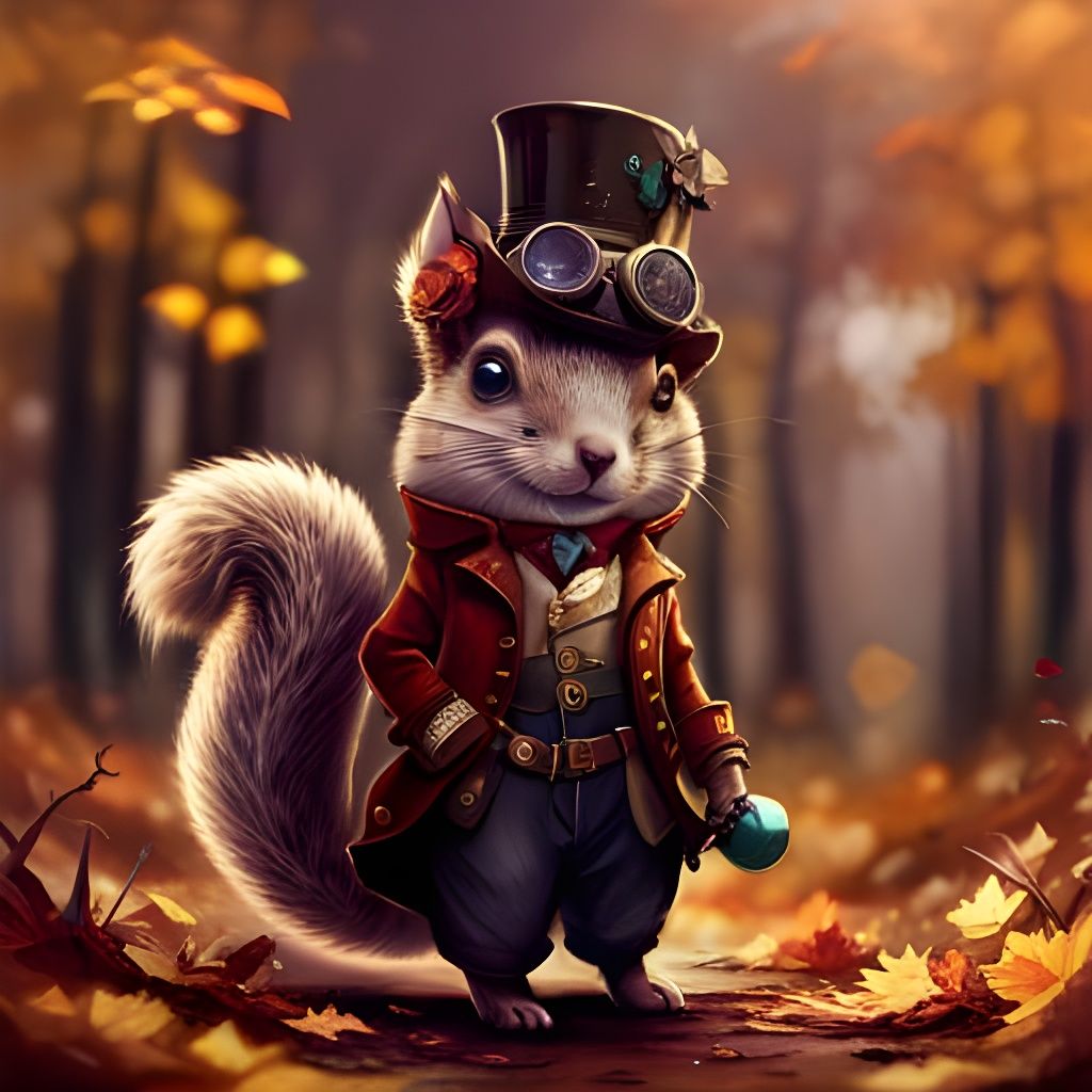 Steampunk Squirrel on a stroll  by @David Gotet
