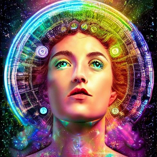 Goddess of the Cosmic Parallel Universes Portrait hyperreali...