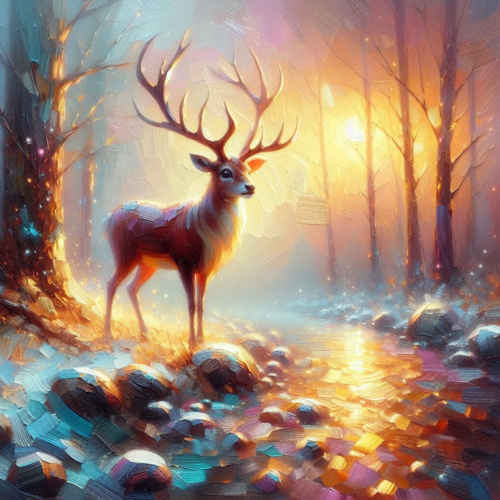 Elegant Deer in a glistening forest