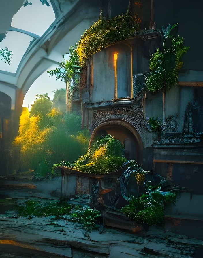 Furniture Overgrown with plants  by @Nobody-Important