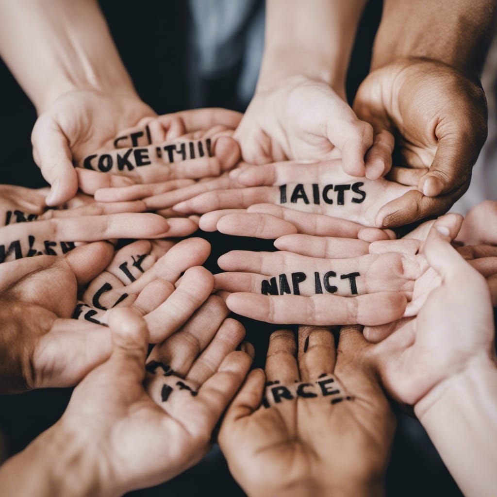 A close-up of hands holding subtly offensive words, showing ...