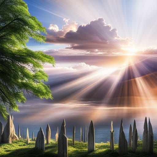 heavenly sunshine beams divine bright soft focus holy in the...