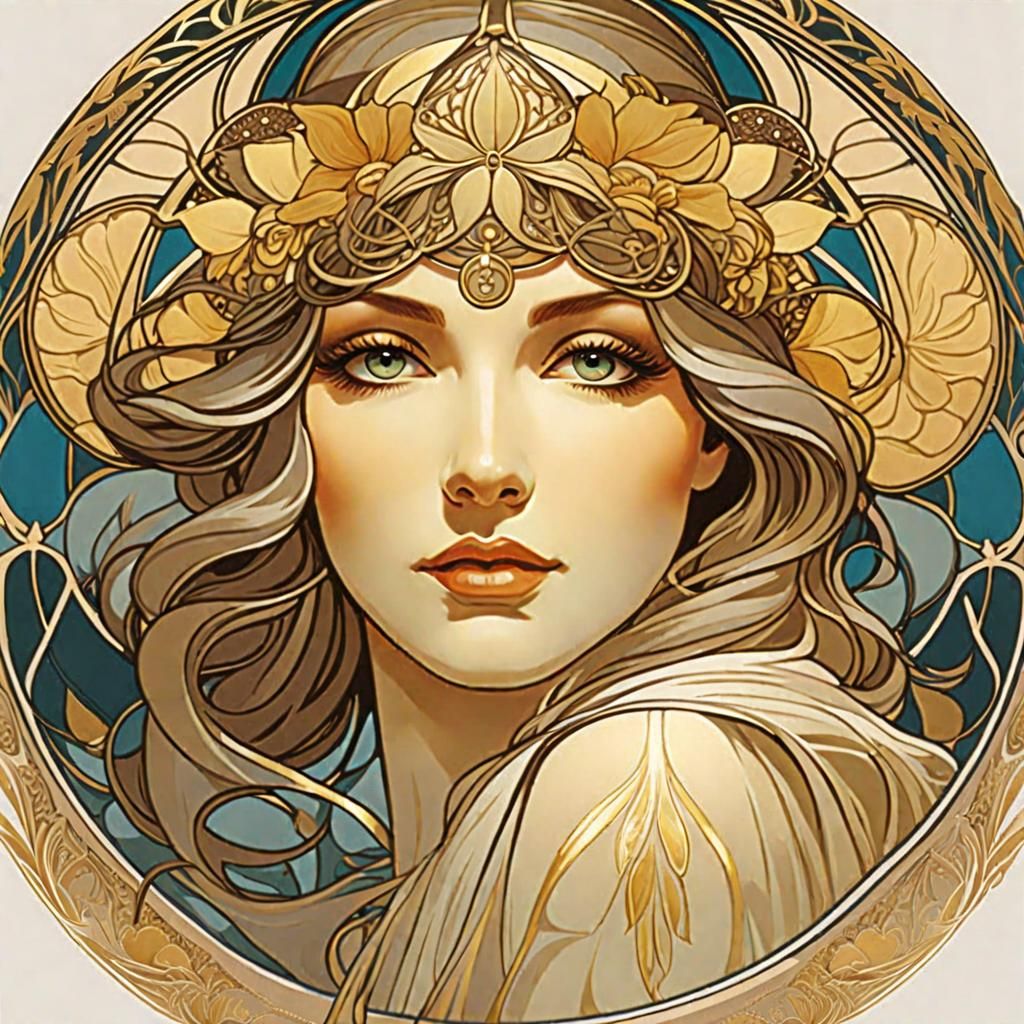 Gold Art Nouveau Ai Generated Artwork Nightcafe Creator 0705