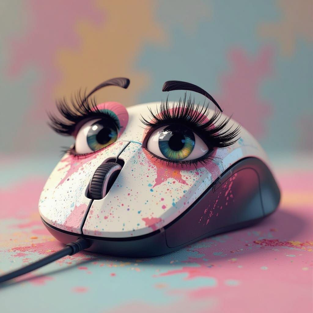 Pixar-Style Mouse with Mascara