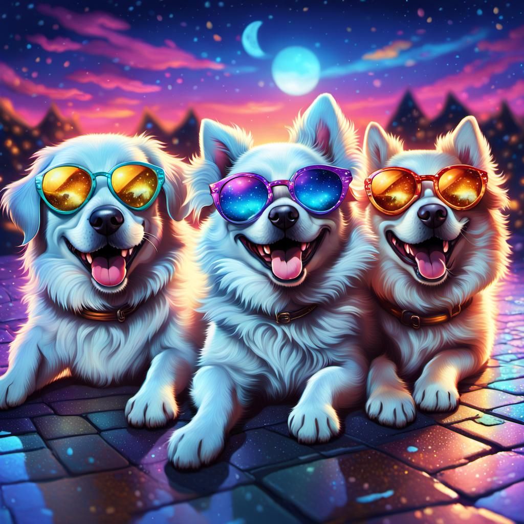 Dogs in Sunglasses: 3D Anime Art