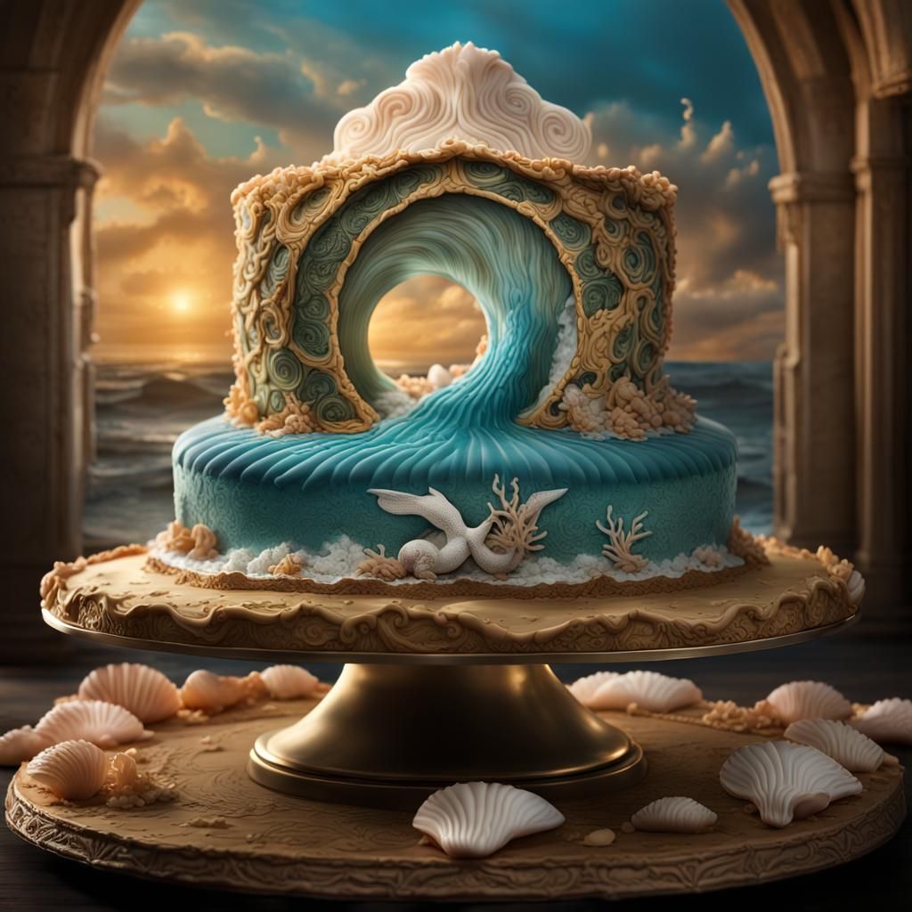 A wave cake that encapsulates the essence of Atlantis   by @Ruby