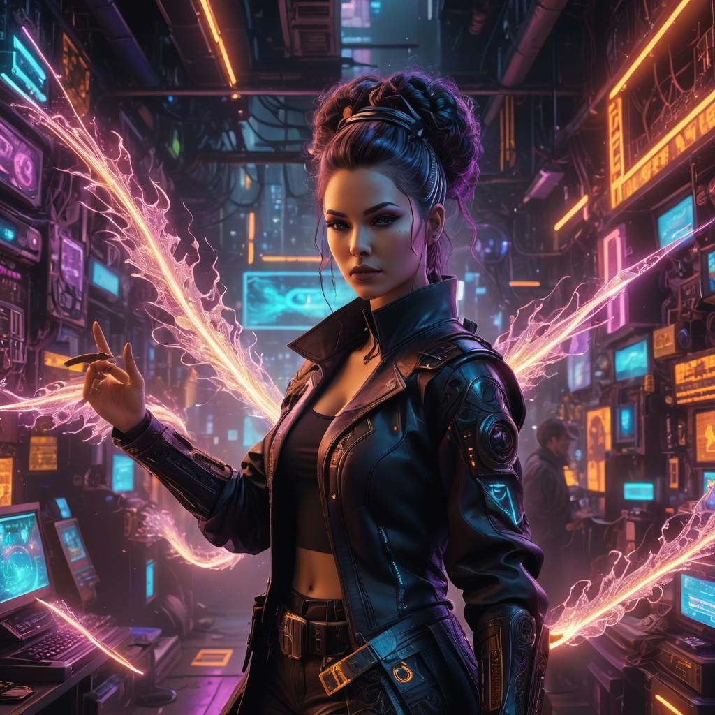 Cyberpunk Mage - AI Generated Artwork - NightCafe Creator