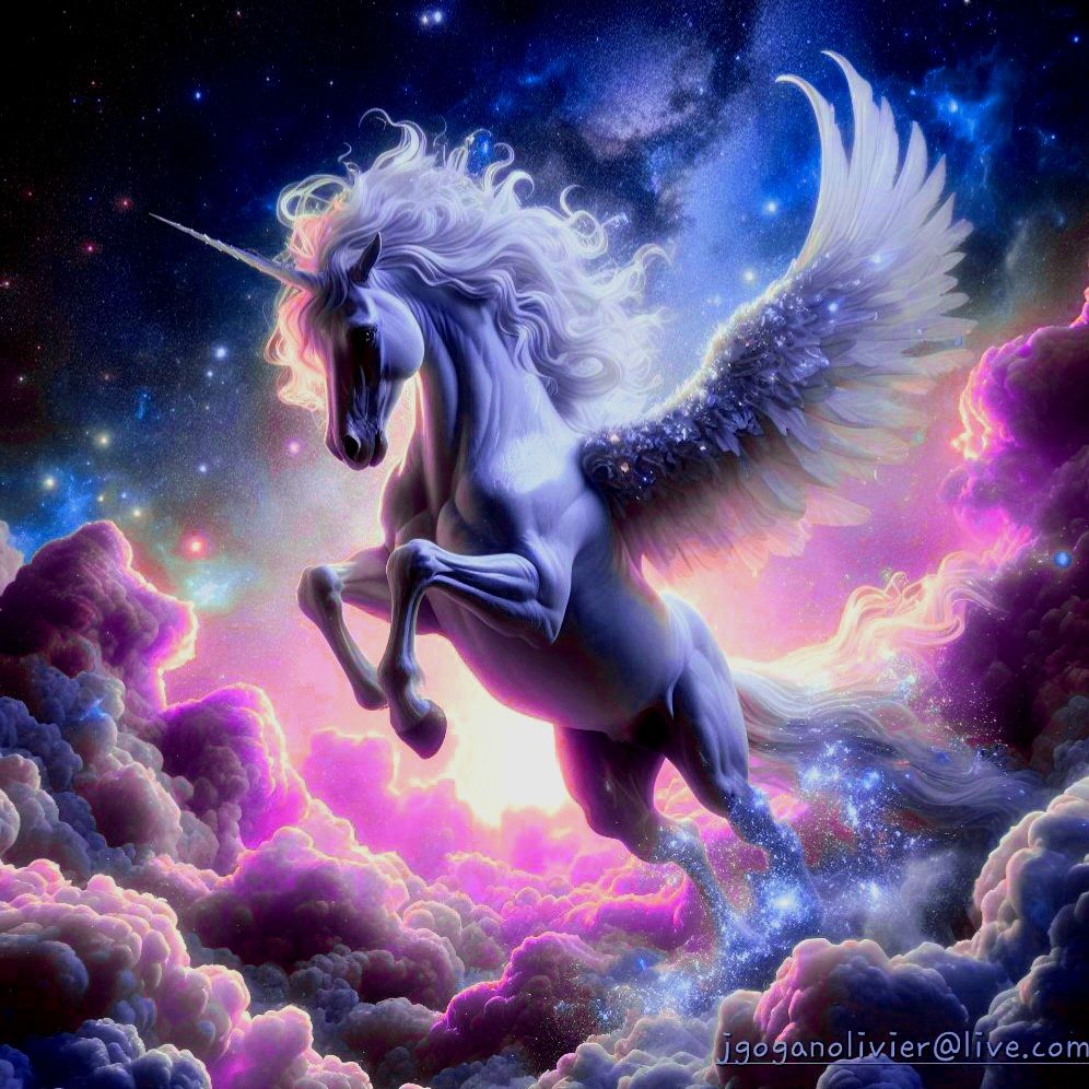 Unicorn Pegasus in blues, purples and pinks! - AI Generated Artwork ...