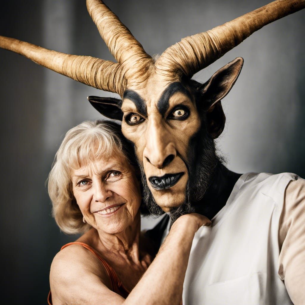 Baphomet and his Mom Selfie III - AI Generated Artwork - NightCafe Creator