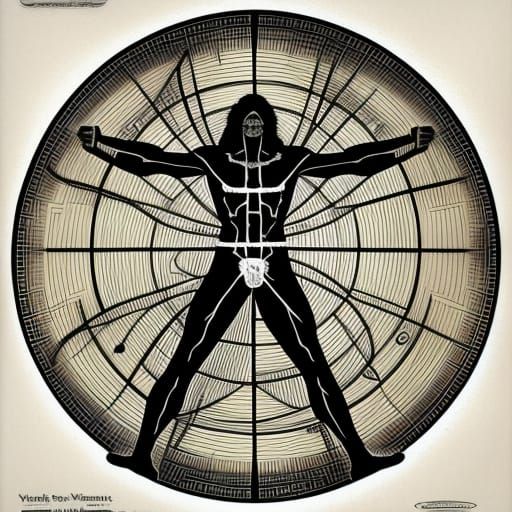 Vitruvian Man in his Hamster wheel  by @Srv077