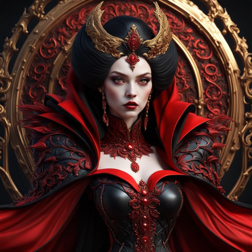 Insanely detailed Queen Dracula incredibly detailed, Red and Black ...