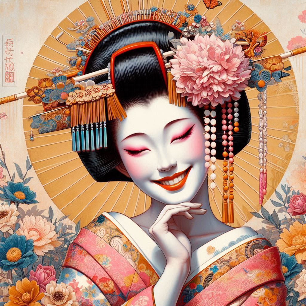 Geisha in different expressions