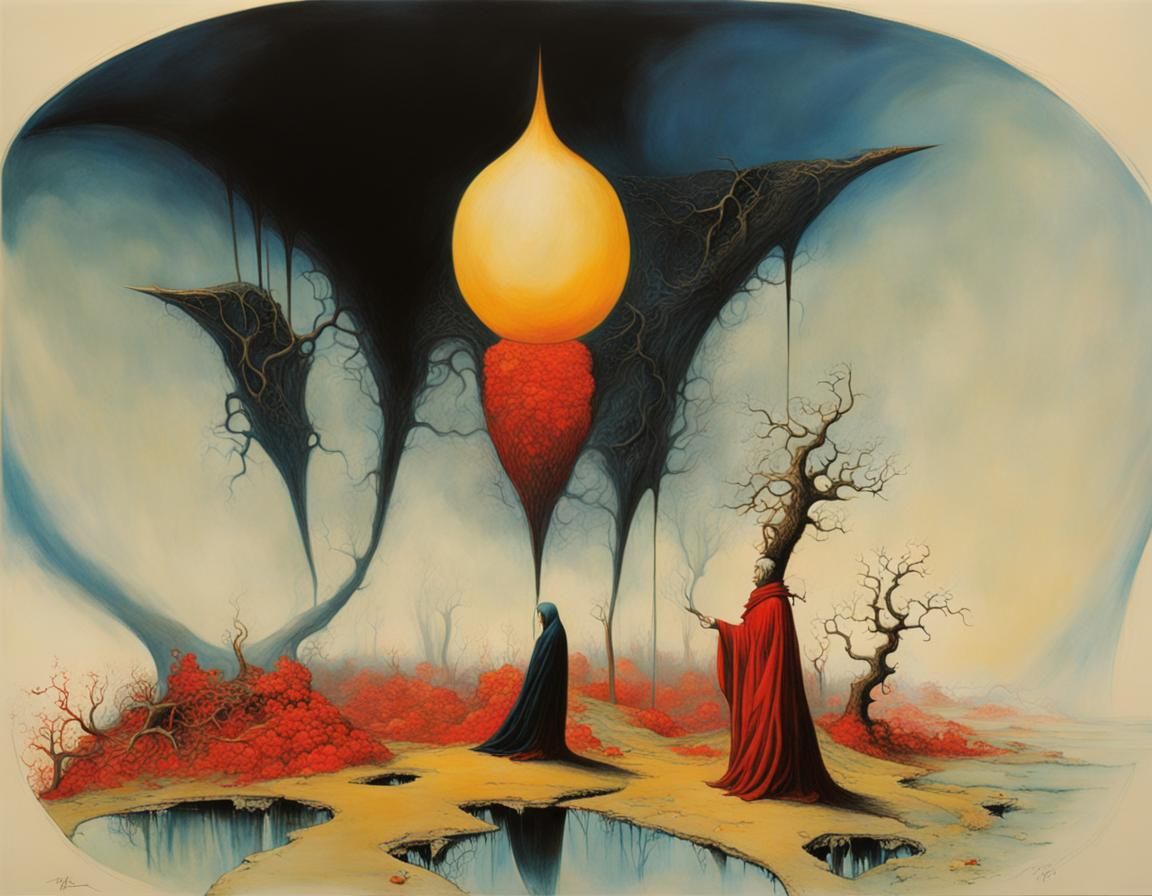 Seasons in the Abyss, Treacle nightmare, horror surrealism art, by Wes ...