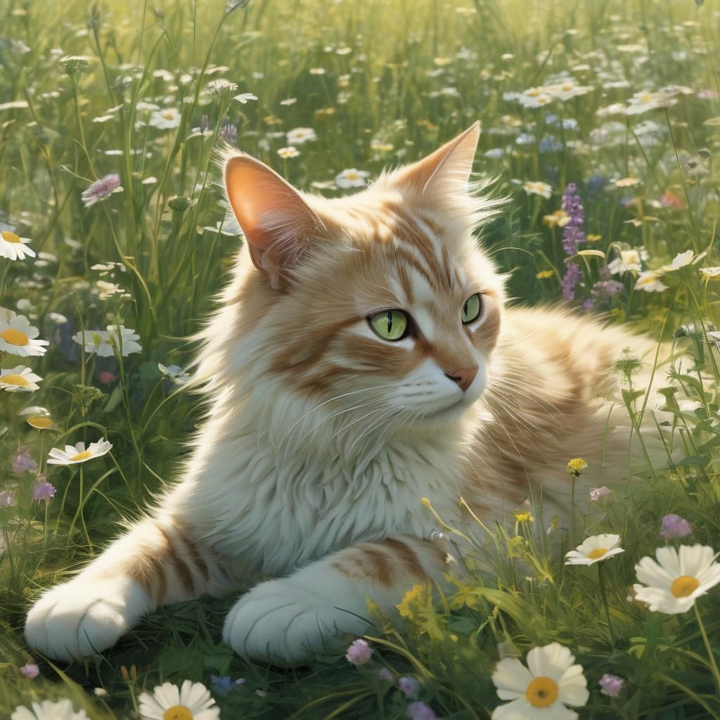 Cat in a summer meadow  by @K F Fox 