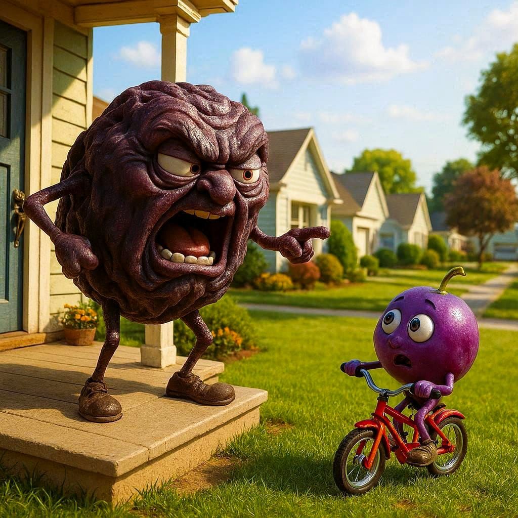 Old Man Raisin Disliked the Neighborhood Grapes Playing in His Yard