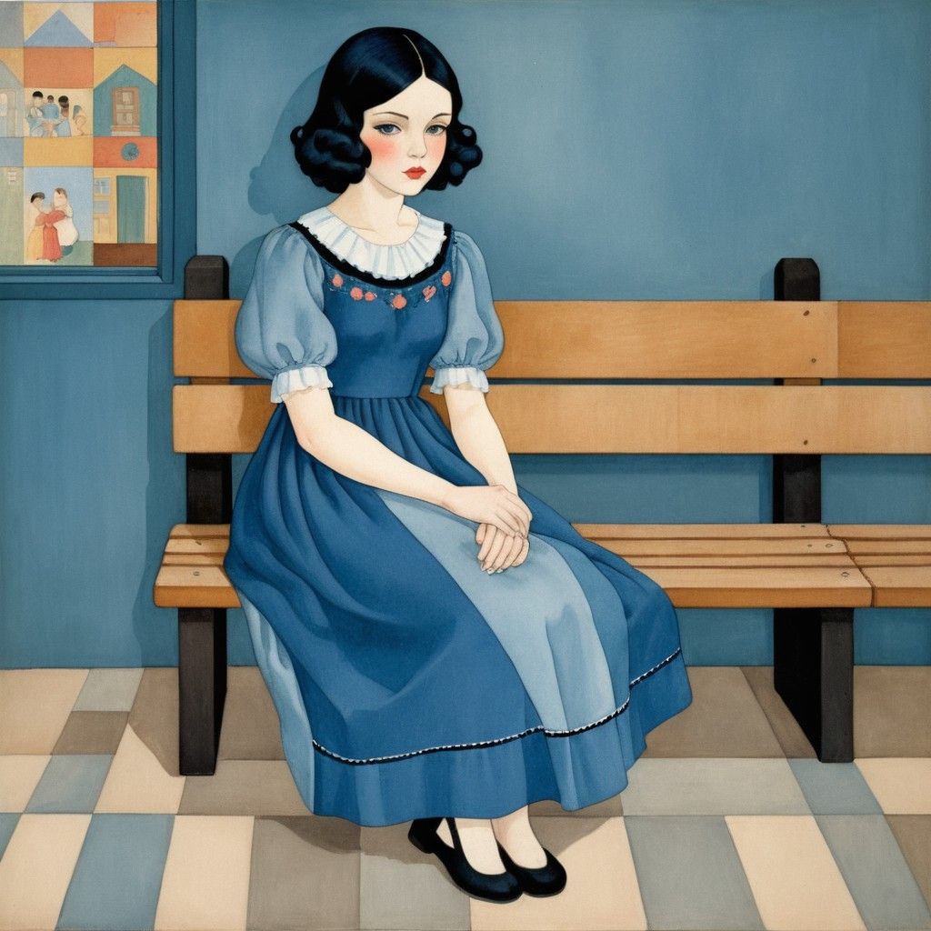 Girl sitting on a bench