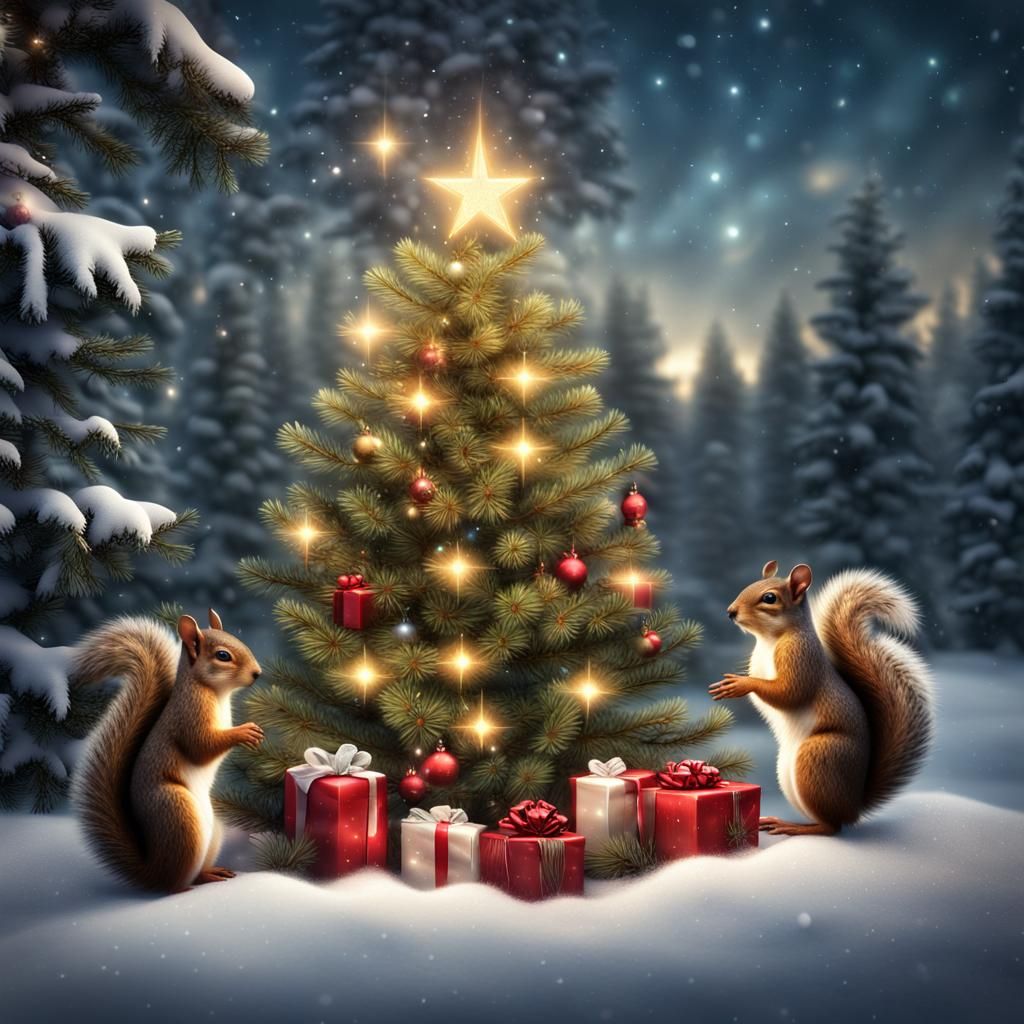 Squirrels Celebrating Christmas  by @MagisterLudorum