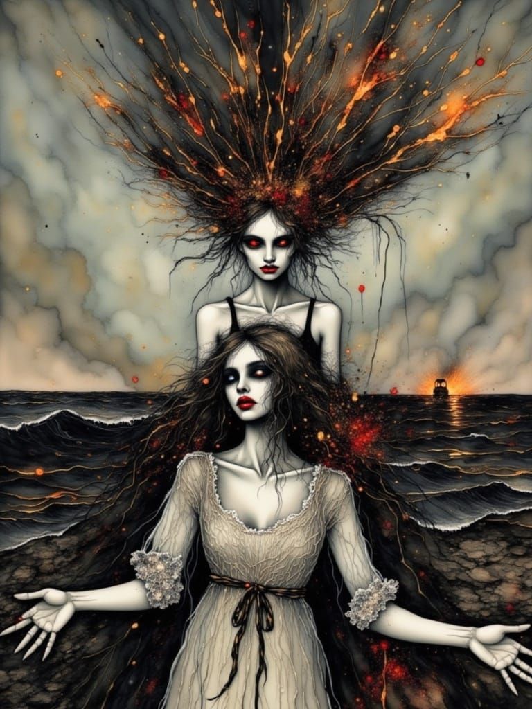 <lora:inks:1.0> Your silence was deafening, even louder than the grave, I'm drowning in the echoes of the things you didn’t say.  Did you th...