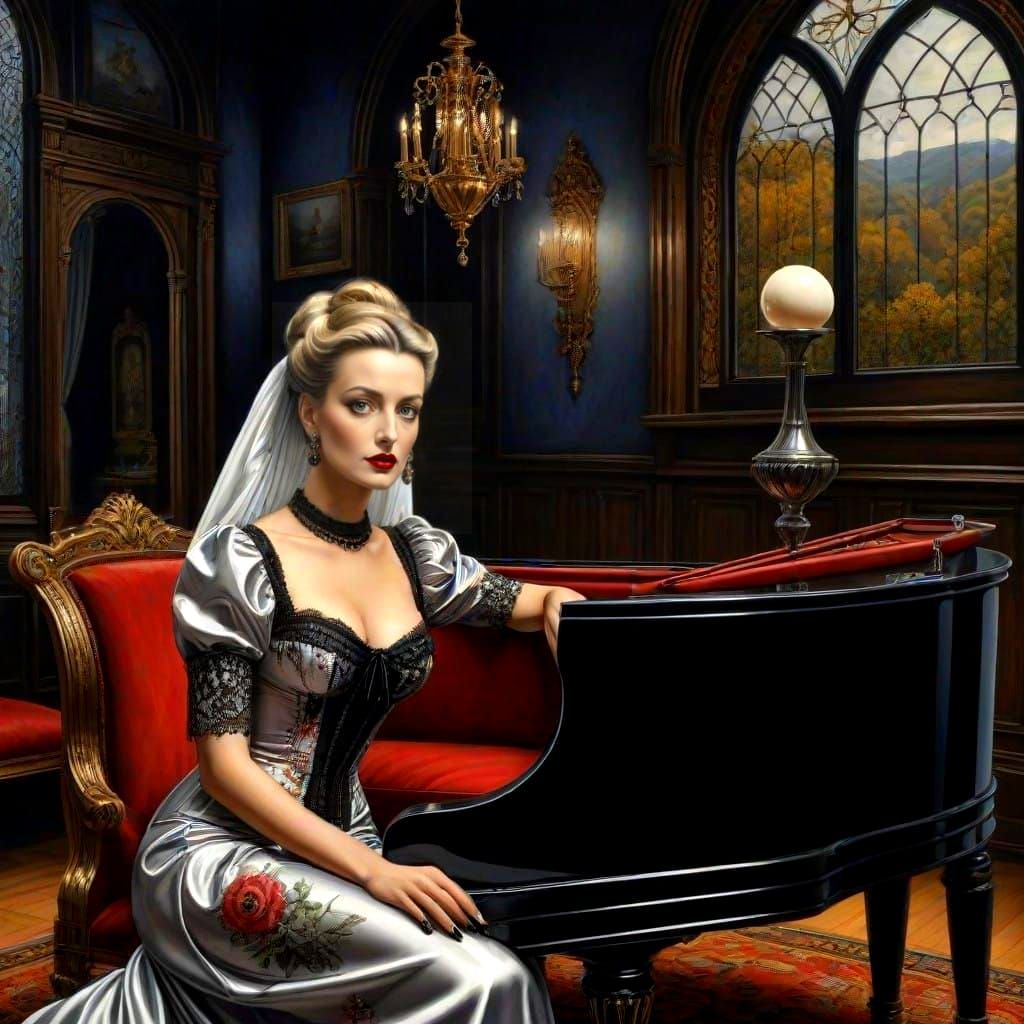 Elegant Gothic Lady in Surreal Surroundings