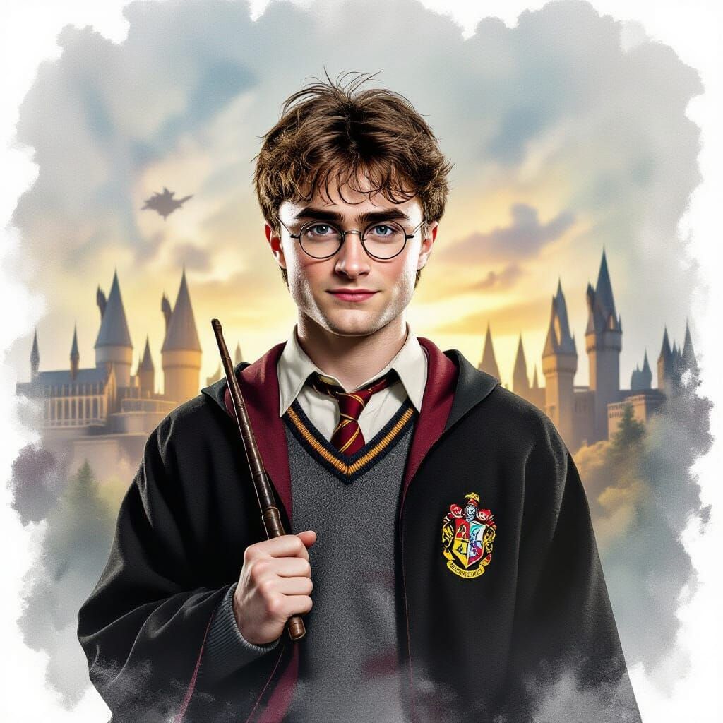 Harry Potter Portrait Studying at Hogwarts