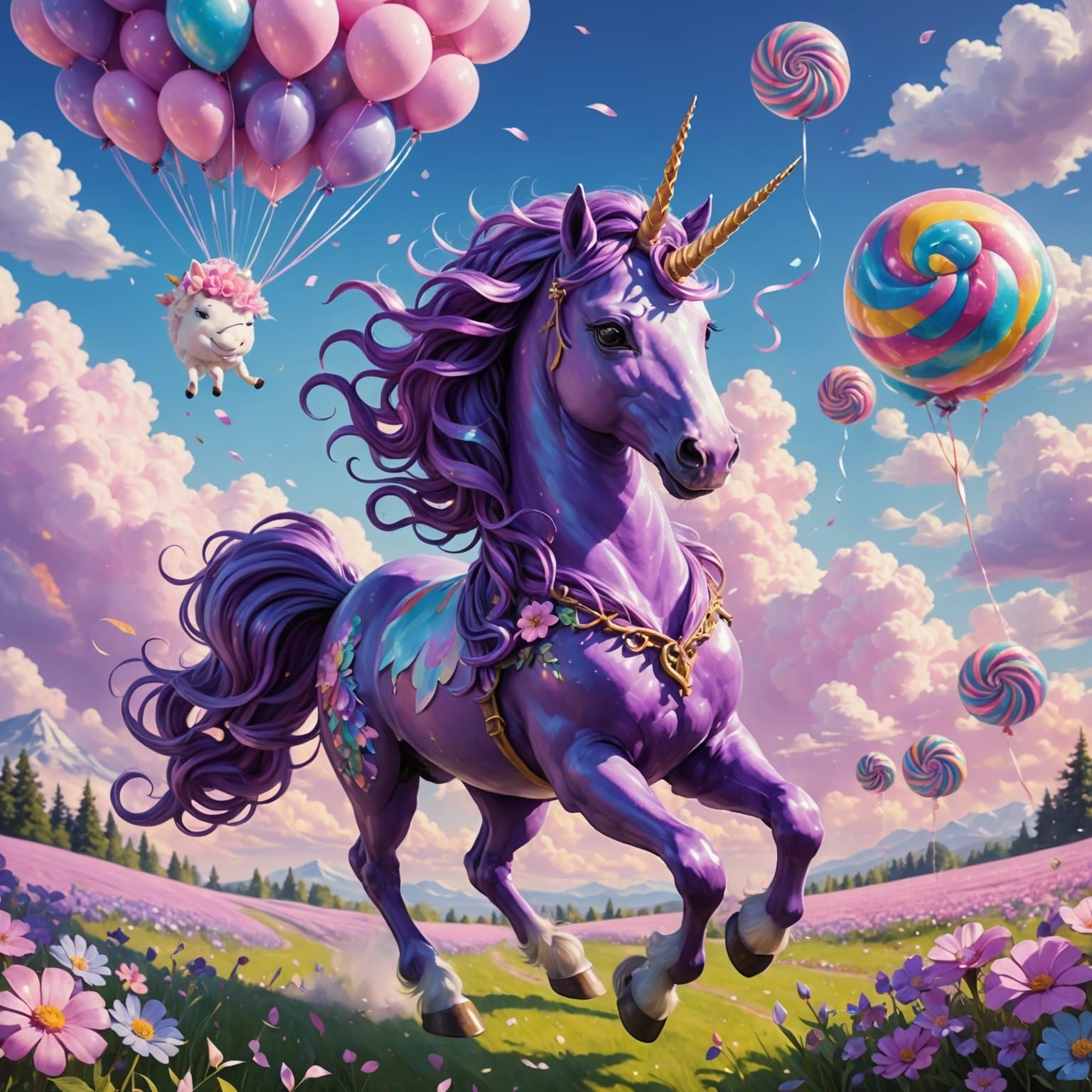 Make girl ride on purple unicorn  - Start Image 1