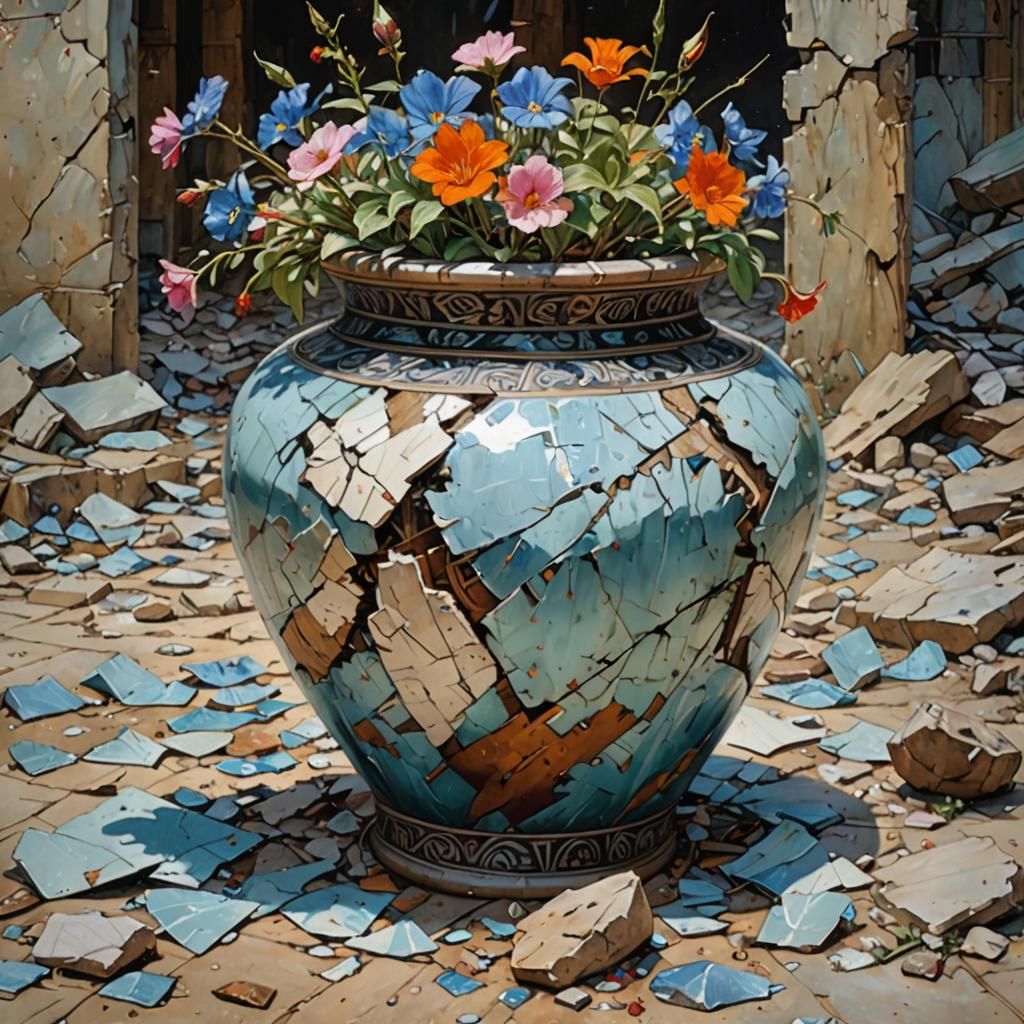 Cracked Vase in Shattered Ruins  by @JollyNewt
