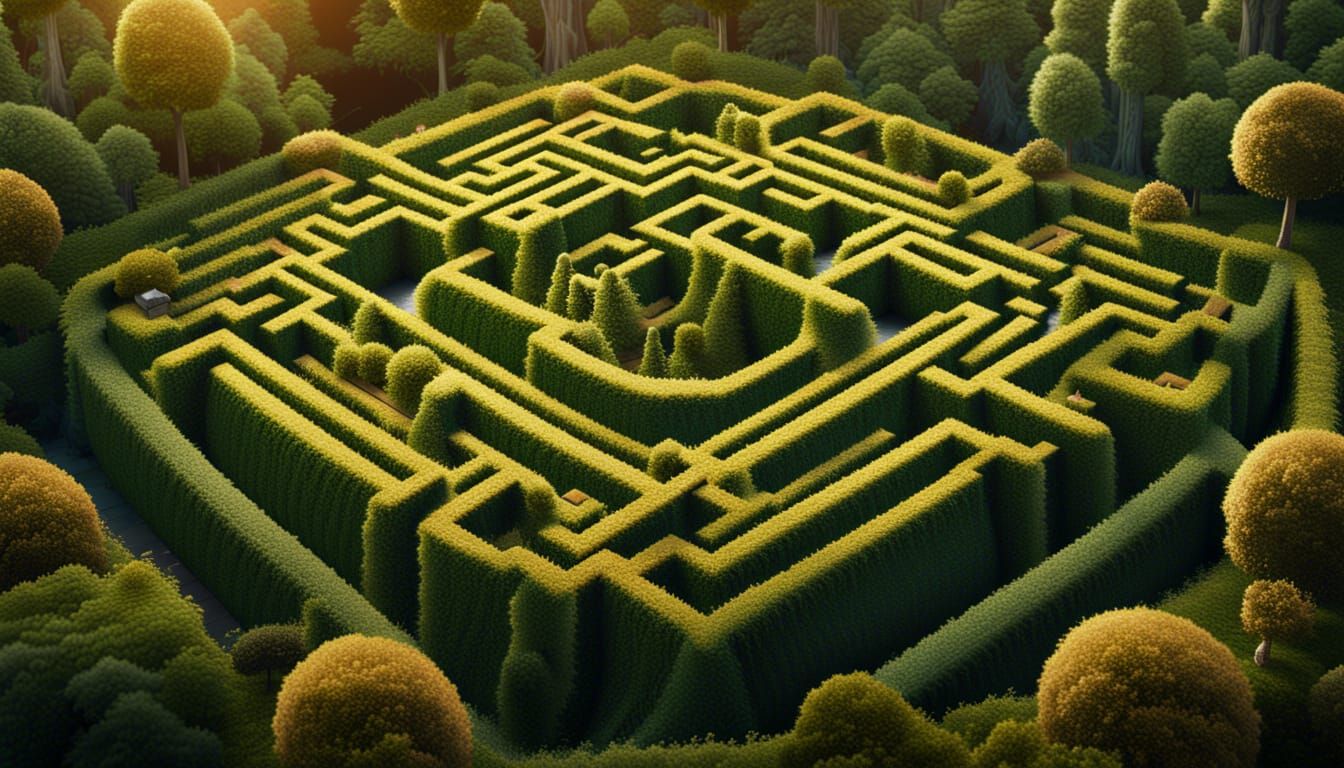 A large hedge maze - AI Generated Artwork - NightCafe Creator