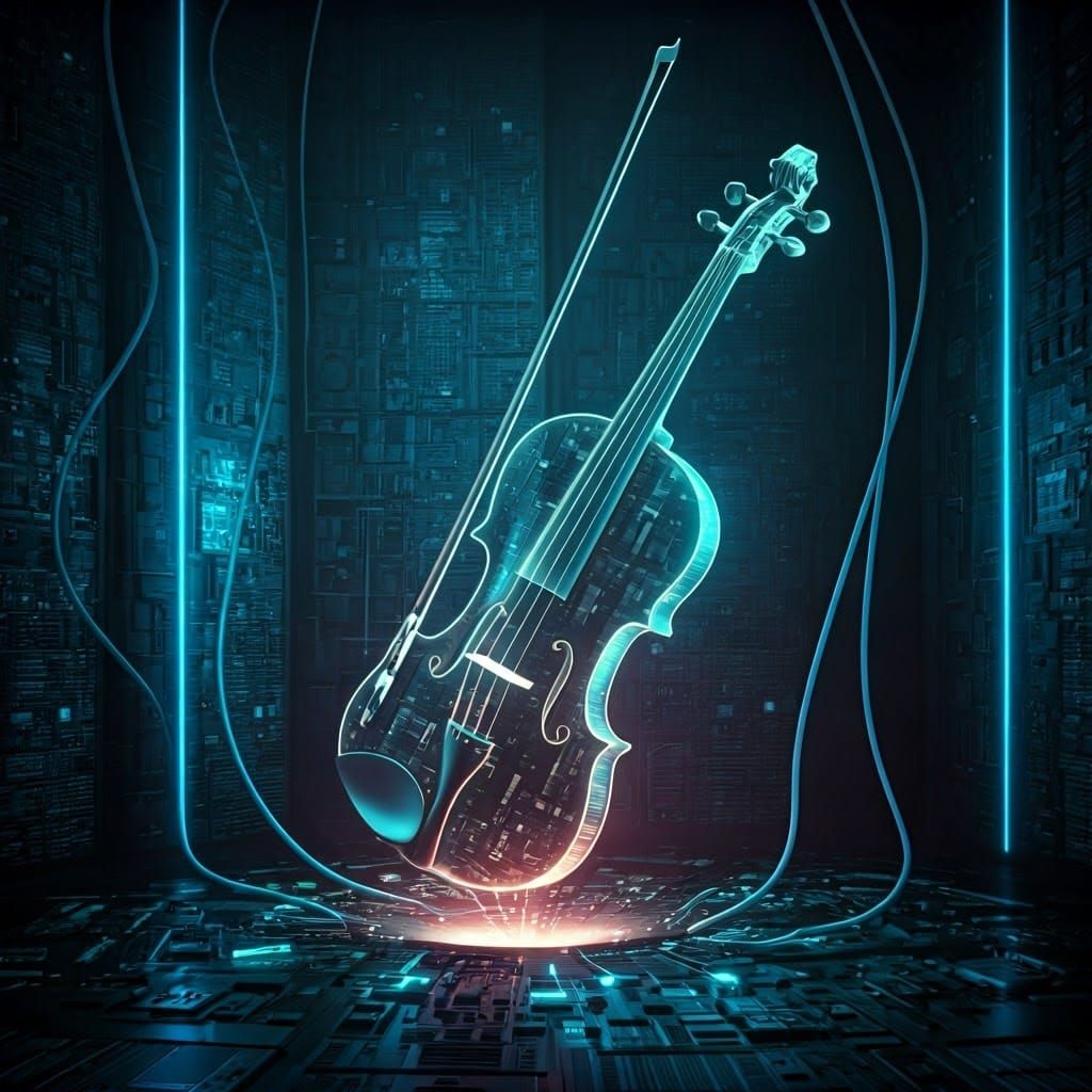 Holograma láser de un violín  by @maria camila uribe bermudez