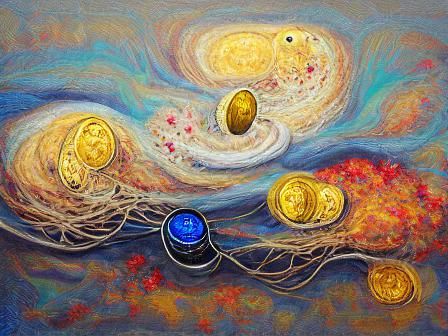 Bitcoins floating in solar system