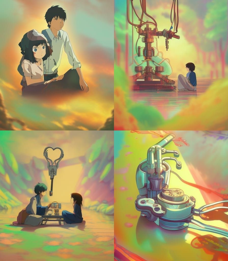 a mechanical heart. Studio Ghibli, Anime Key Visual, by Mako...