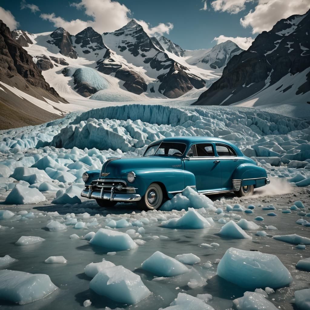crazy 1948 chevy aerosedan fleetline scene with glaciers and...