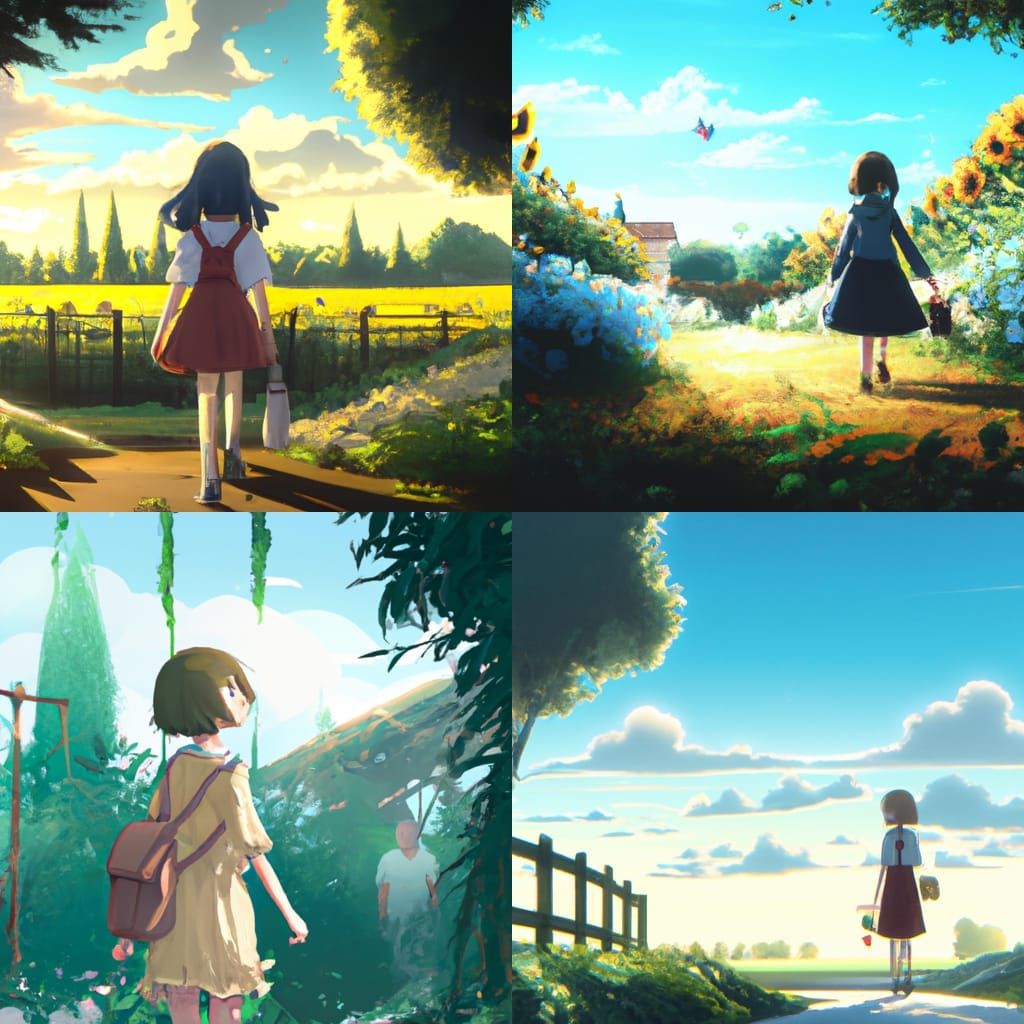 girl walking in garden - AI Generated Artwork - NightCafe Creator