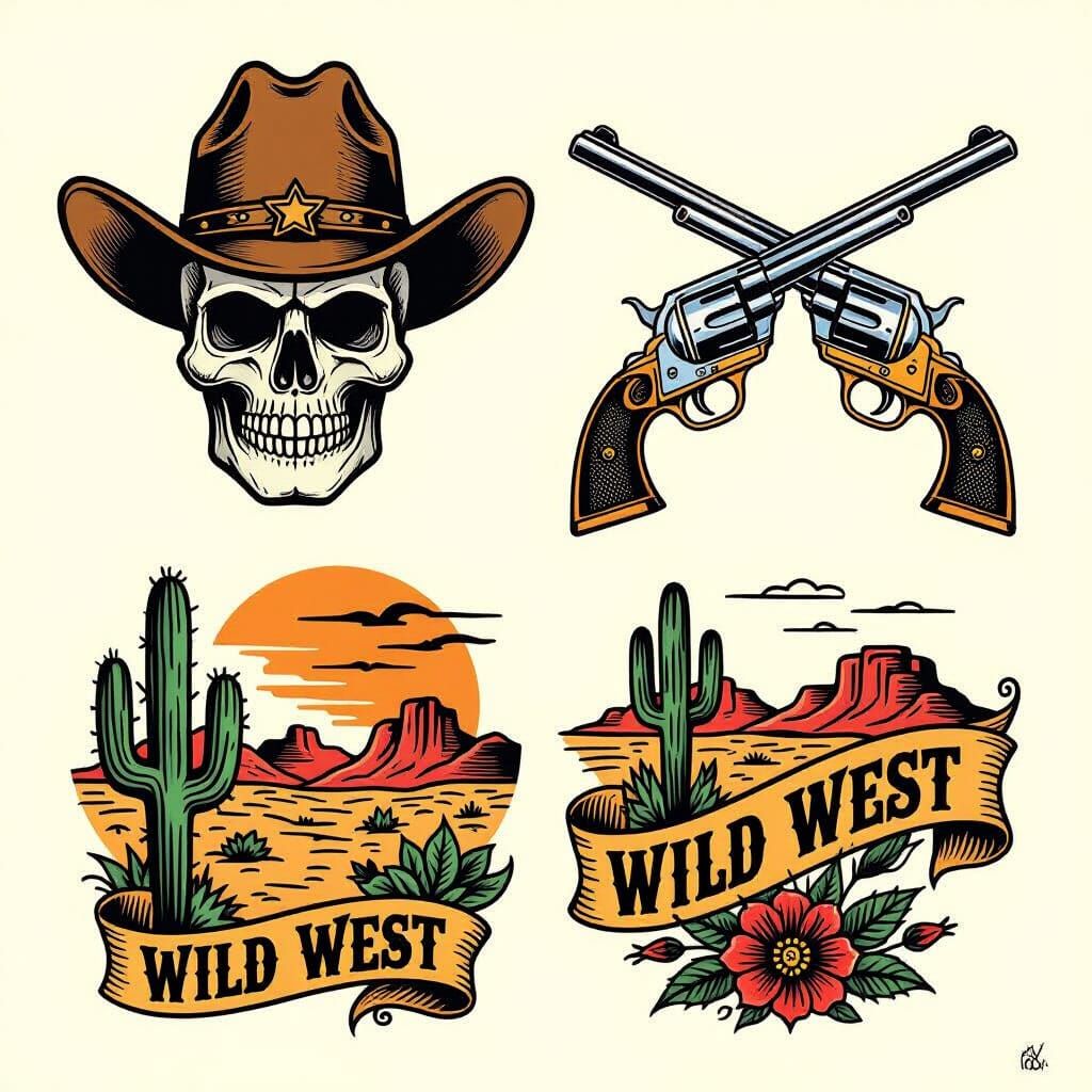 Wild West Flash Tatoo Sheet   by @Robert Steel