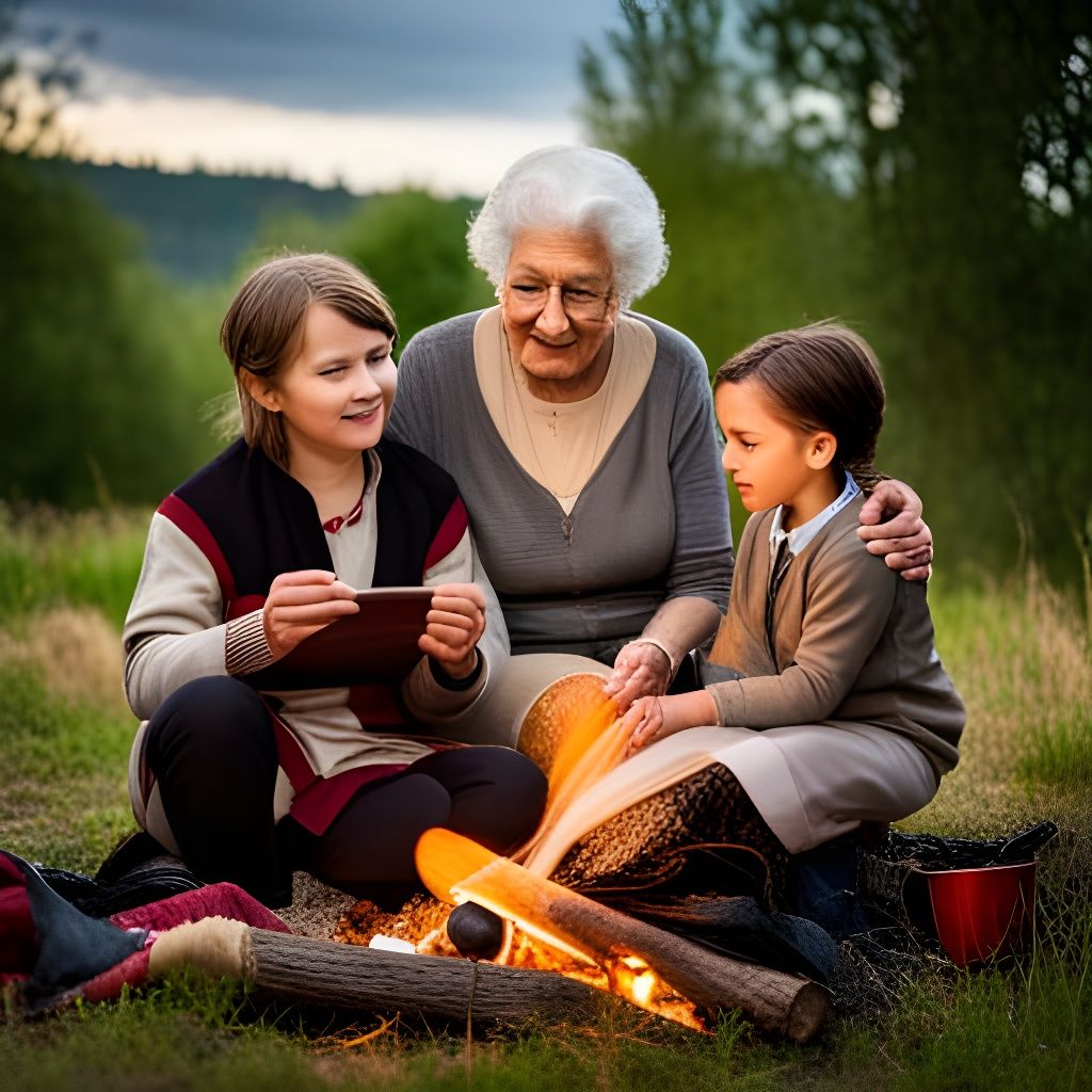 My Grandma Your Grandma Sitting By The Fire grandmother telling stories at the fire - AI Generated Artwork