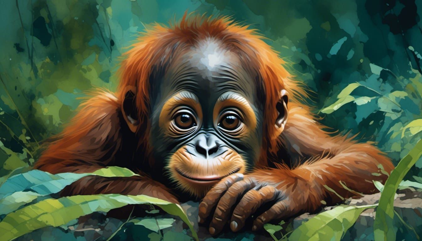  baby orangutan  by @INTERCEDENCE