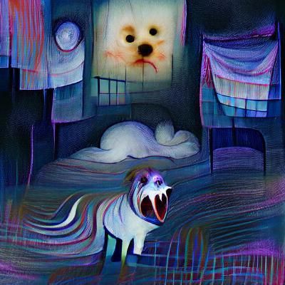a scared dog in a nightmare
