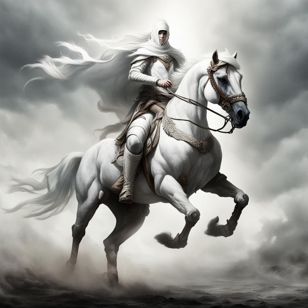 White horseman of the apocalypse AI Generated Artwork NightCafe Creator