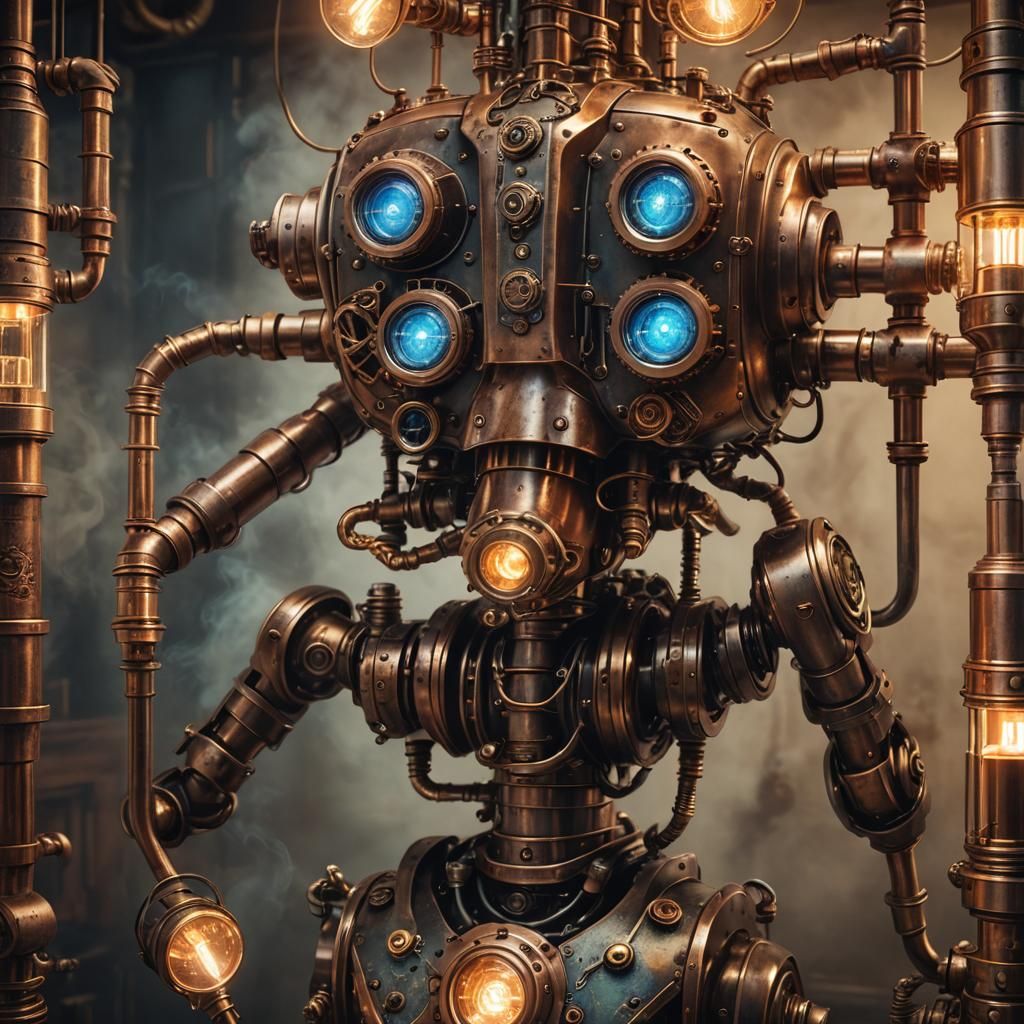 Unconventional Steampunk Robot Lamp