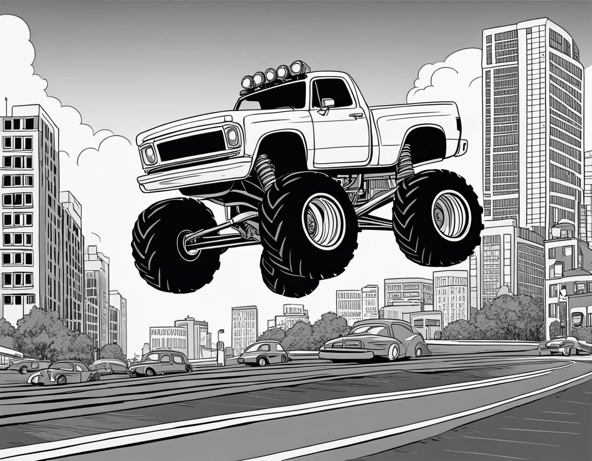 Monster truck rushing