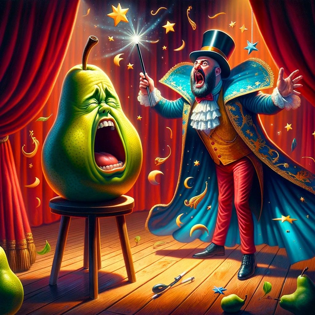 Magician: "I will now diss-a-pear... ...you aren't juicy and you taste bad!"