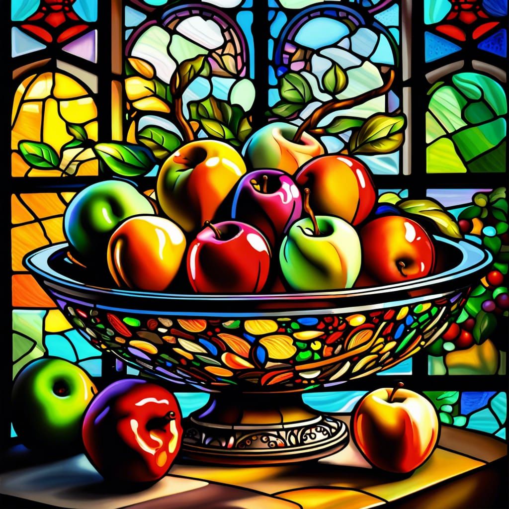 Stained Glass Apples - AI Generated Artwork - NightCafe Creator