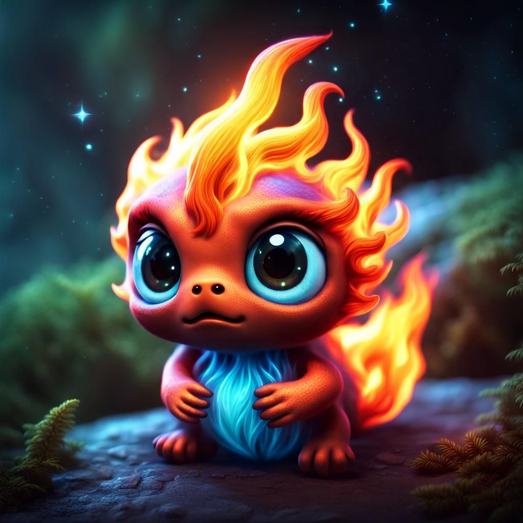 Cute Fire Creature - AI Generated Artwork - NightCafe Creator