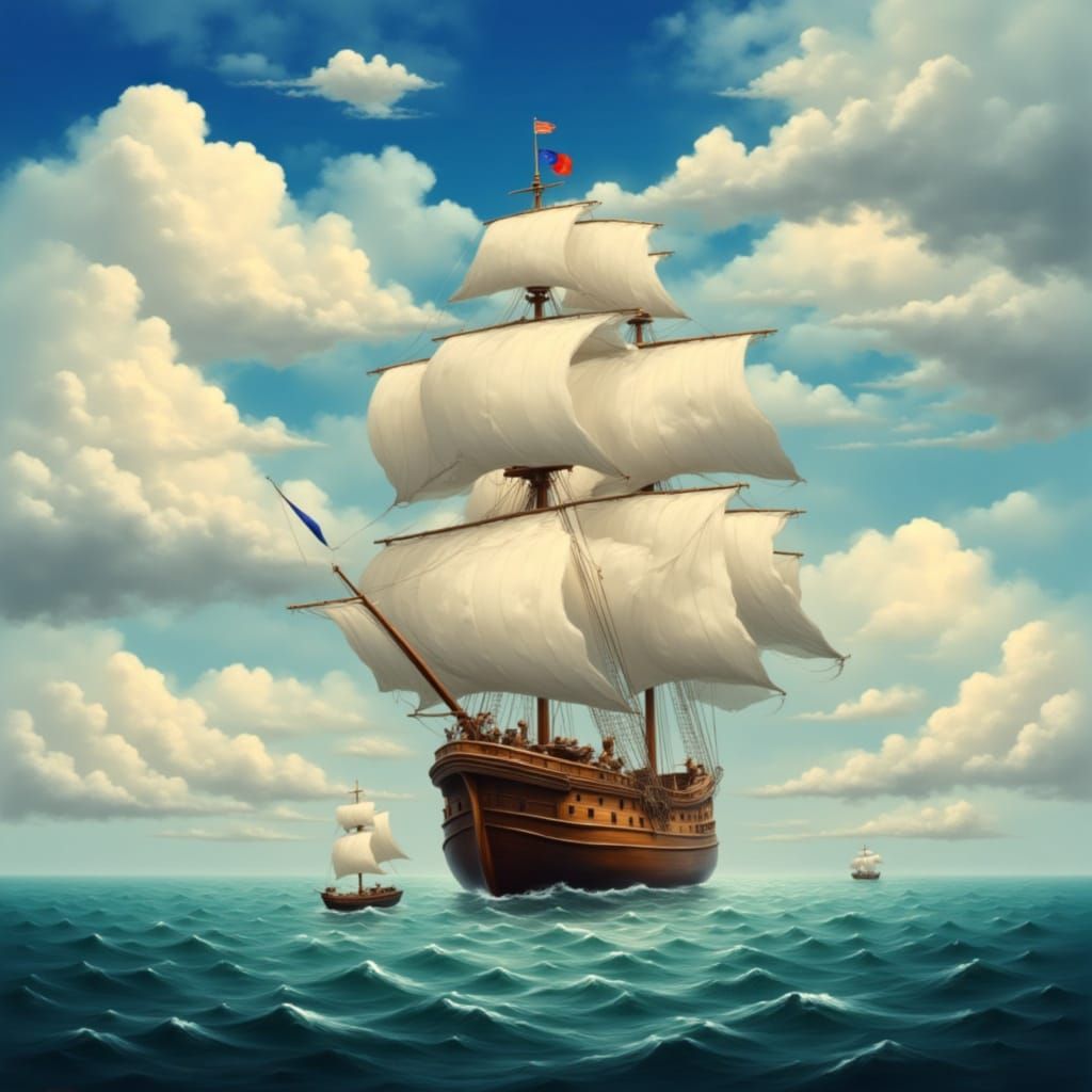 <lora:Azura:1.0> clouds above the harbor with kano and sailship