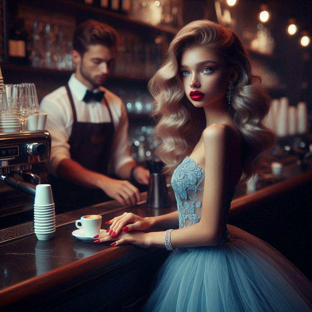 April ordering morning coffee