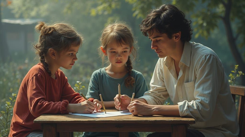 Distressed Student's Fantastical Study Scene