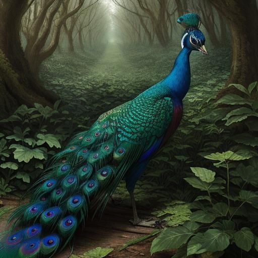 Peacock in a forest   by @Free Philistin