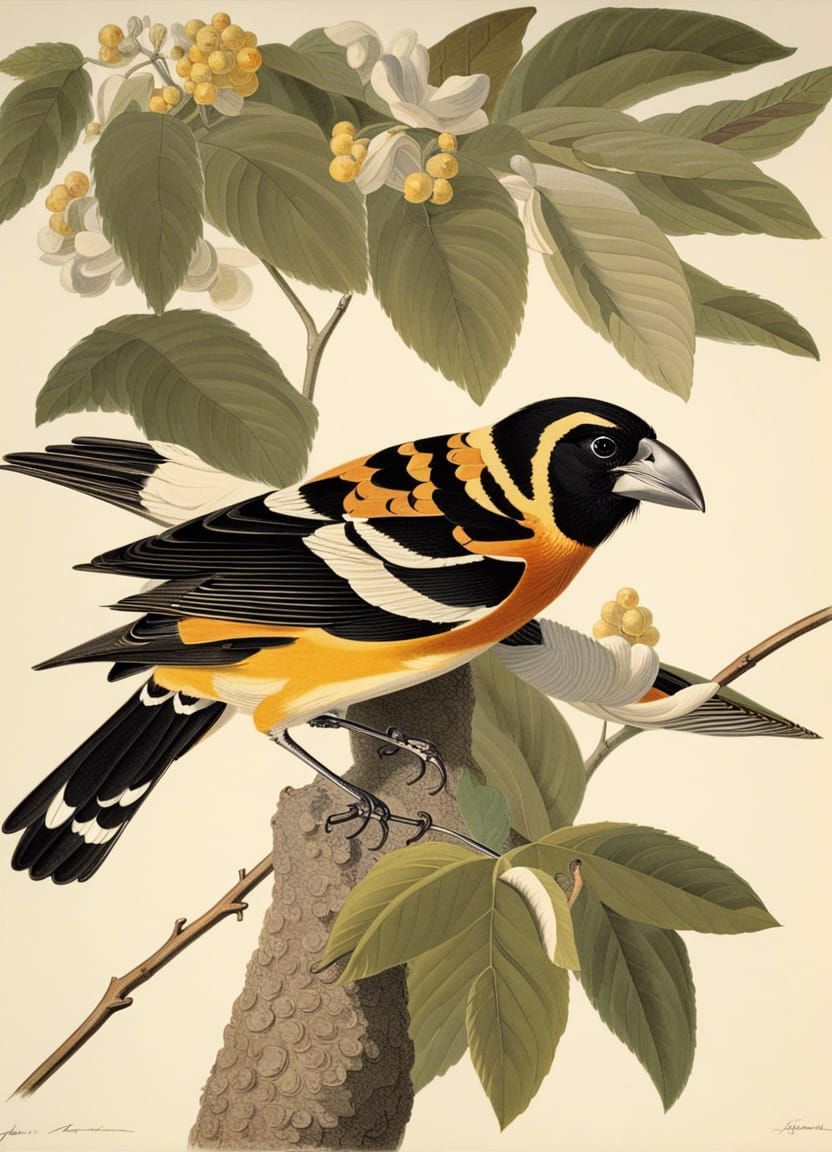 Black-headed Grosbeak by John James Audubon