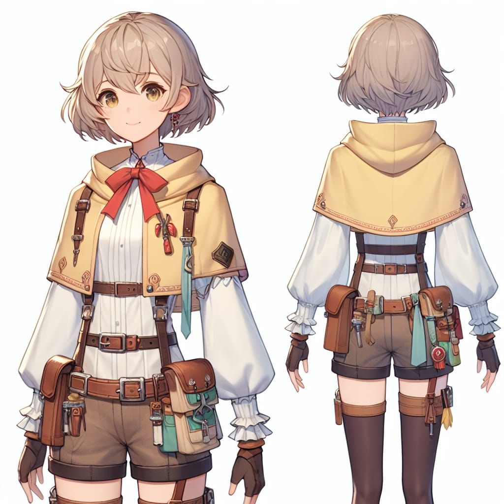 Adventurer Girl with Ash-Blonde Hair and Adventure Gear