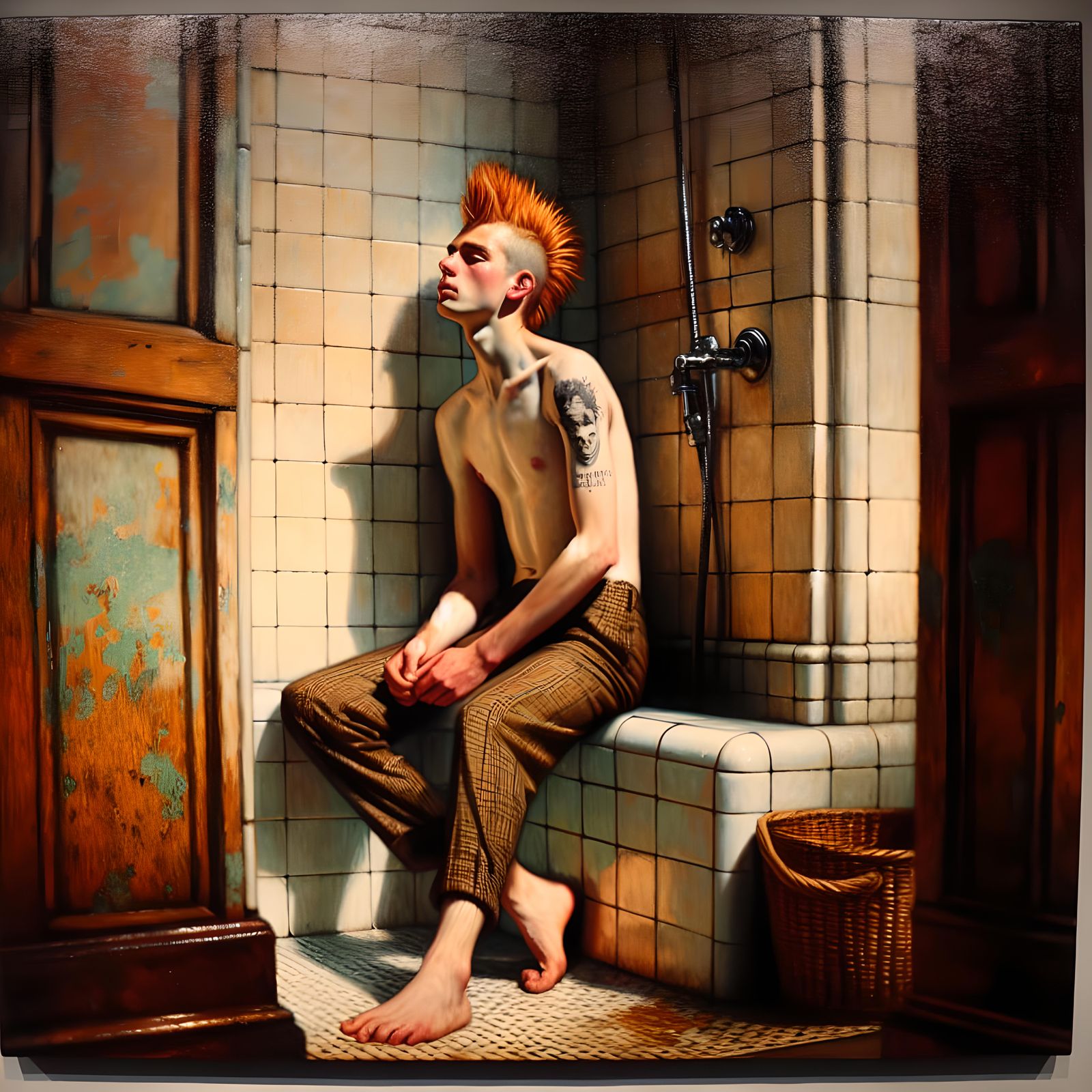 In the bathroom